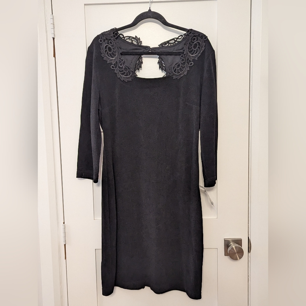 Elegant Black Lace-Trimmed Dress